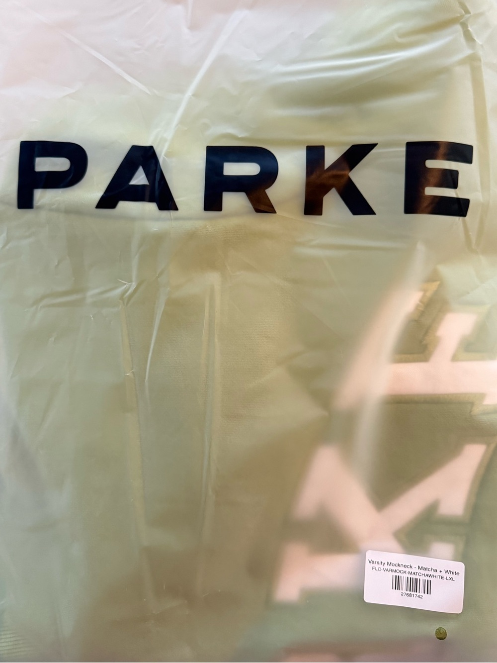 NWT PARKE Varsity Mockneck Sweatshirt in Matcha Green L/XL - Picture 3 of 3